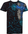 Metallic Blue Cross Short Sleeve Crew Neck Cotton Mens Fashion T-Shirt#color_Black