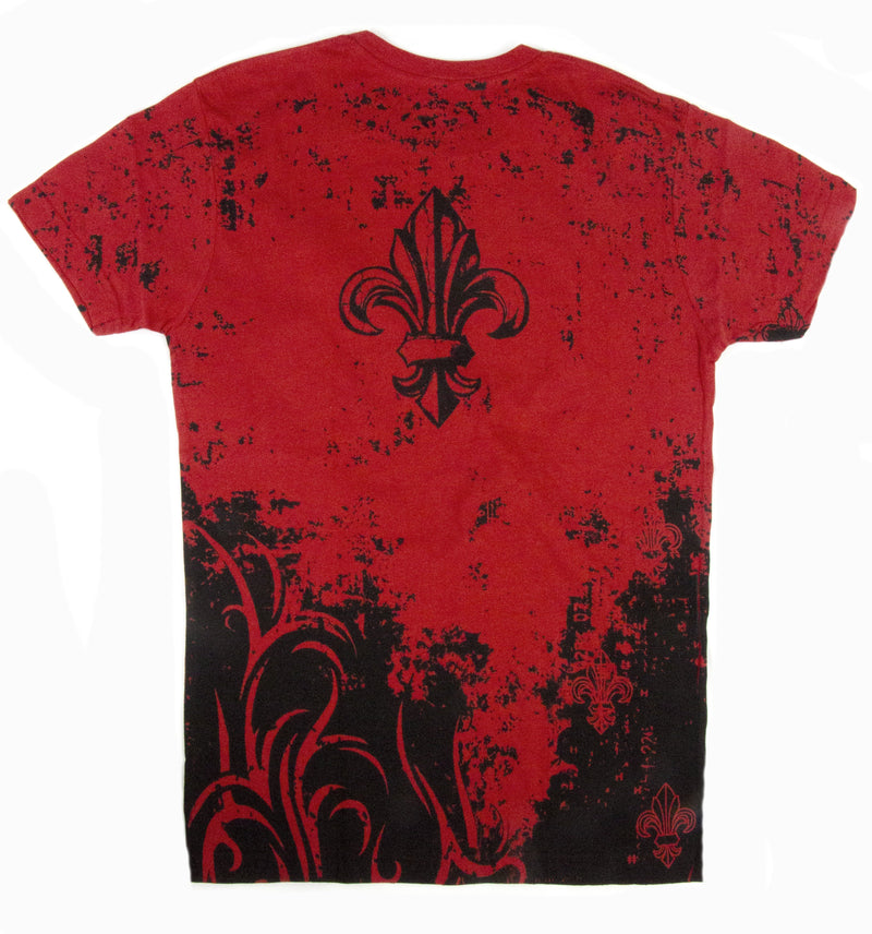 Sakkas Fleur de Lis Tree Branches Metallic Silver Embossed Cotton Mens T-Shirt