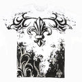 Sakkas Fleur de Lis Tree Branches Metallic Silver Embossed Cotton Mens T-Shirt#color_White