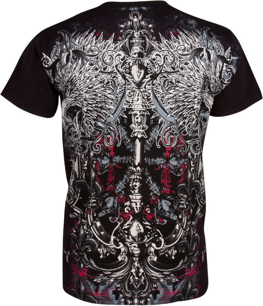 Sakkas Eagle Head and Fleur de Lis Metallic Silver Embossed Cotton Men