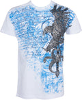 Sakkas Eagle and Sword Metallic Silver Embossed Cotton Mens Fashion T-Shirt#color_White