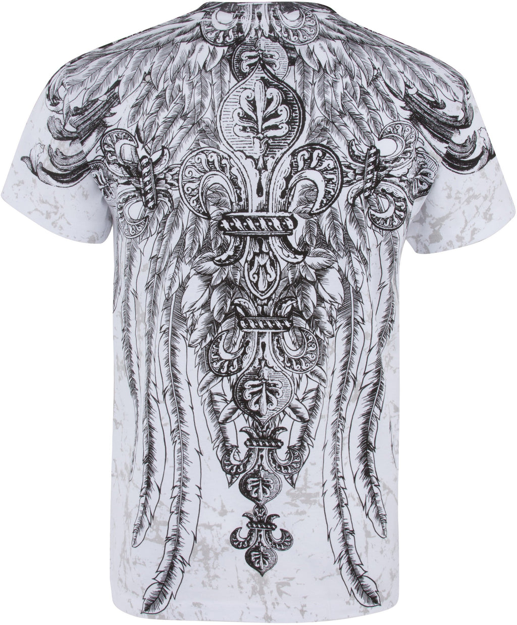 Men's Silver Metallic Embossed Fleur De Lis Cross Cotton Fashion T-shi