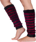 Ultra Soft Lightweight Tagless Magic Stretch Leg Warmers#color_Black/Burgundy