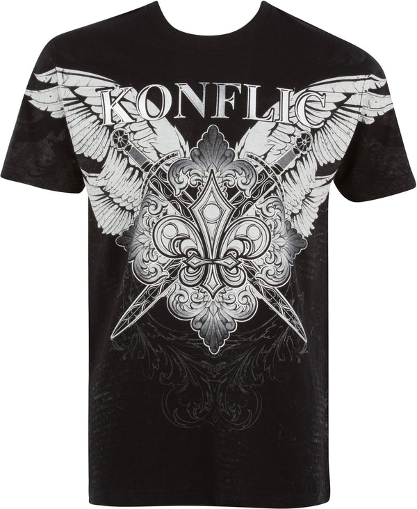 Sakkas Radley Metallic Contrast Wing Mens T-Shirt#color_Black