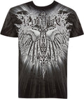 Sakkas Alijah Wings In Flames Celtic Cross Mens Graphic T-Shirt#color_Black