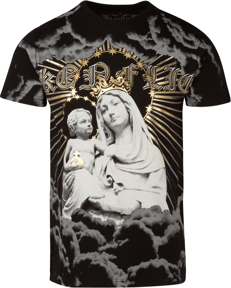 Sakkas Liam Mens Everyday Short Sleeve Cotton Embossed T-shirt Virgin & Baby Jesus