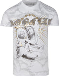 Sakkas Liam Mens Everyday Short Sleeve Cotton Embossed T-shirt Virgin & Baby Jesus#color_White
