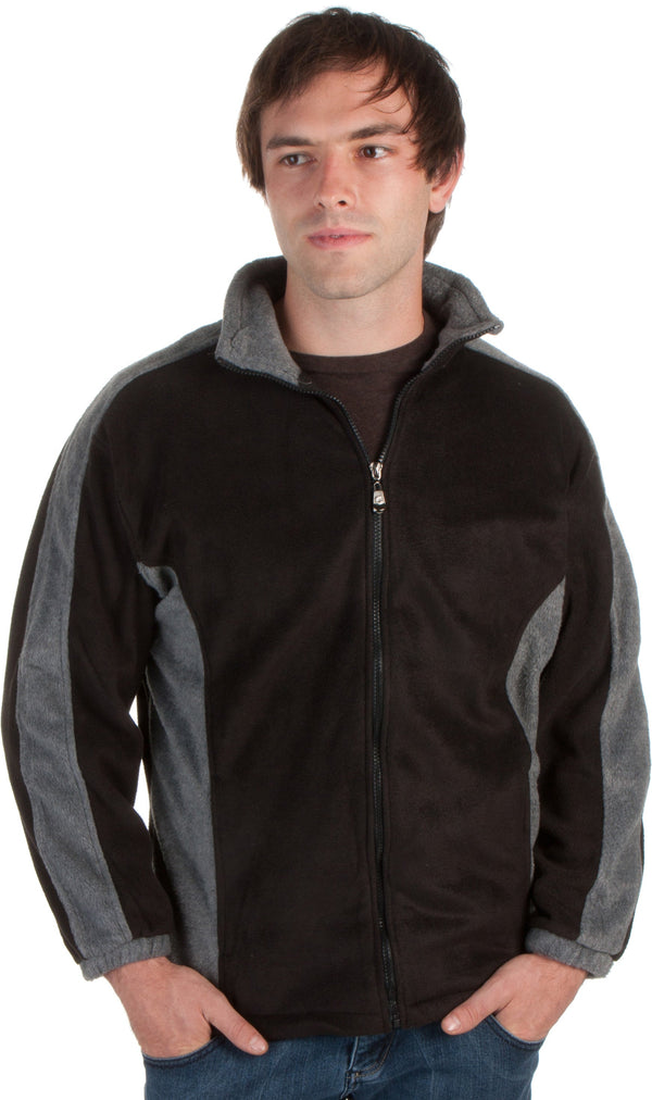 Adult Mens Two-Tone Anti-Pilling Performance Fleece Jacket - Various Color And Sizes#color_Black