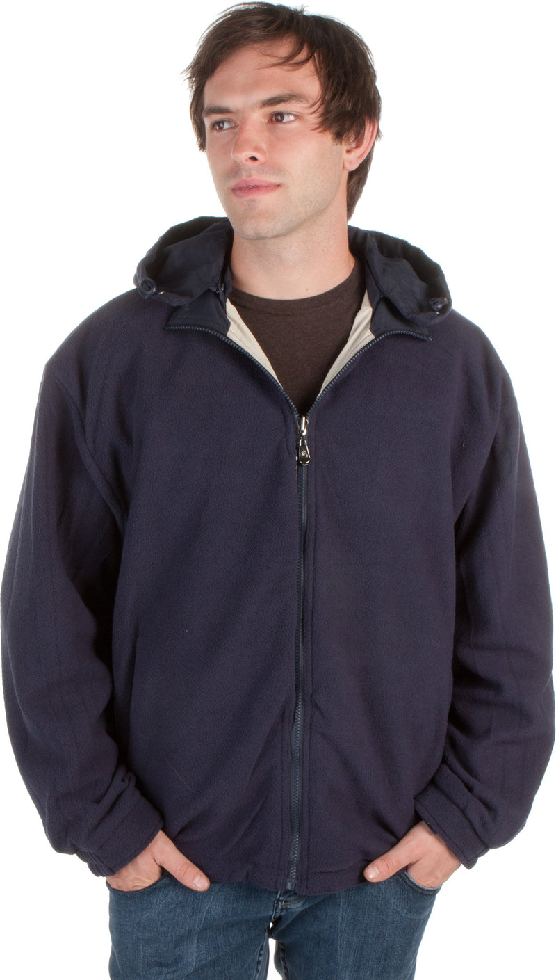 Adult Mens Two-Tone Reversible Water-Resistant Hooded Jacket ( 2 Colors )