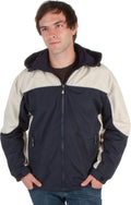 Adult Mens Two-Tone Reversible Water-Resistant Hooded Jacket ( 2 Colors ) #color_Navy