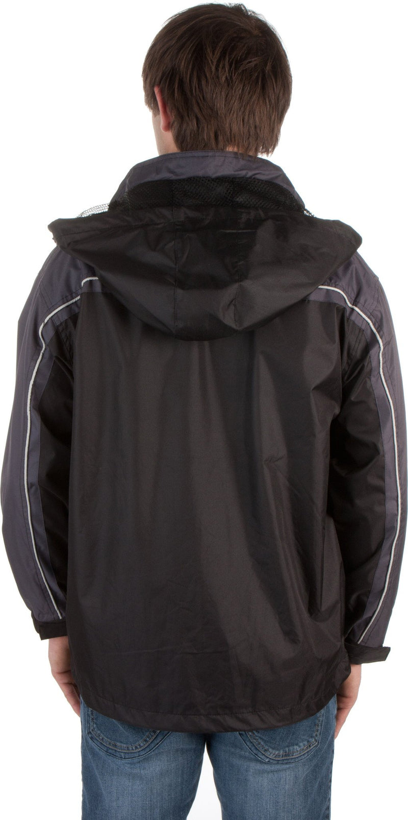 Adult Two-Tone Full-Zip Water-Resistant Hooded Windbreaker / Rain Jacket ( 2 Colors )