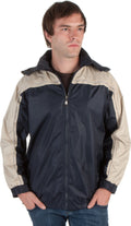 Adult Two-Tone Full-Zip Water-Resistant Hooded Windbreaker / Rain Jacket ( 2 Colors )#color_Navy