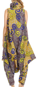 Sakkas Loa Women's African Ankara Print Maxi Harem Jumpsuit Dress Sleeveless