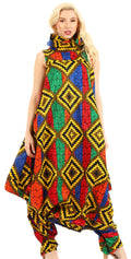 Sakkas Loa Women's African Ankara Print Maxi Harem Jumpsuit Dress Sleeveless#color_52-Multi