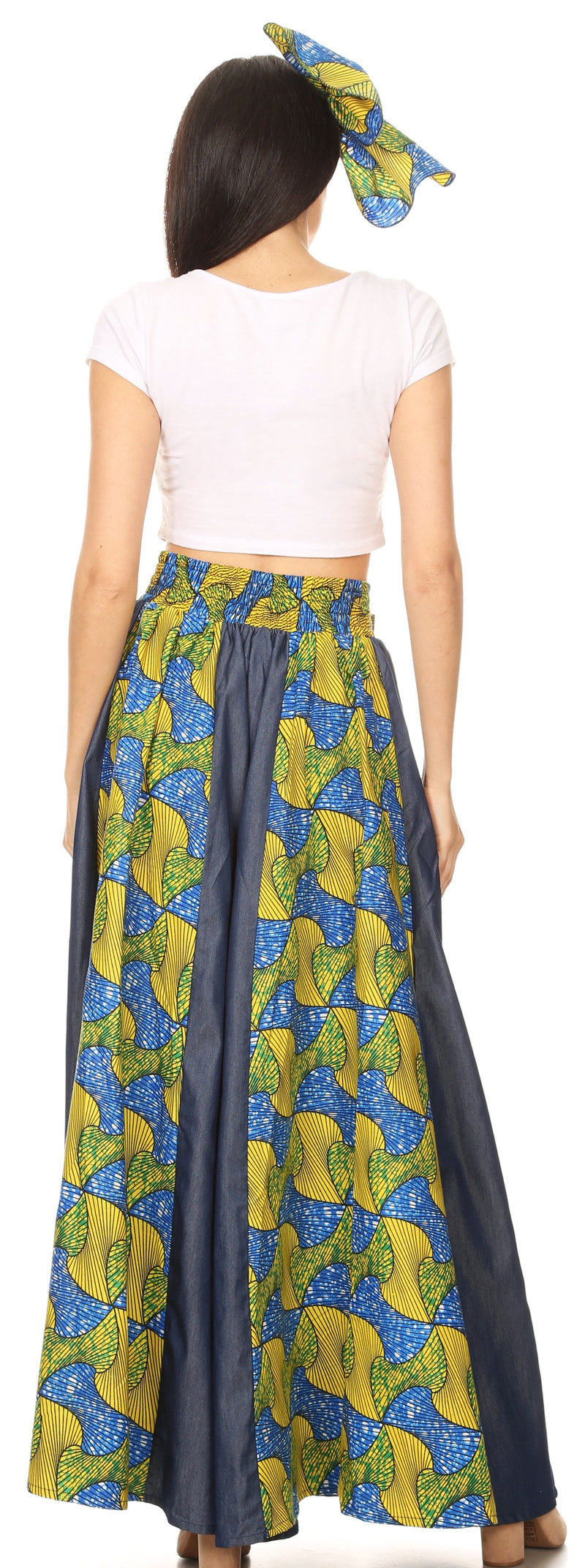 Sakkas Amarella Women's African Print Wide Leg Pants w/Pockets and Elastic Waist