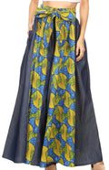 Sakkas Amarella Women's African Print Wide Leg Pants w/Pockets and Elastic Waist#color_115-BlueYellowMulti