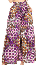 Sakkas Esme Women's African Ankara Flared Wide Leg Palazzo Pants with Pockets