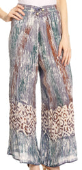 Sakkas Julia Batik Palazzo Wide Leg Pants with Elastic Waistband#color_SteelBlue