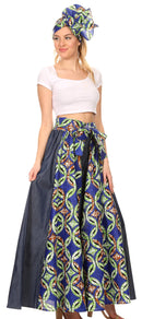 Sakkas Anisa African Wax Print Ankara Dutch Wide Leg Pants with Elastic Waist
