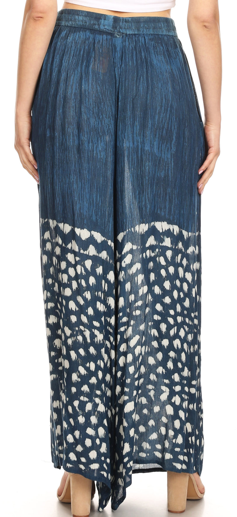 Sakkas Arin Women's Casual Maxi Palazzo Wide Leg Pants Elastic Waist & Pockets