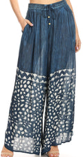 Sakkas Arin Women's Casual Maxi Palazzo Wide Leg Pants Elastic Waist & Pockets#color_P925-C3