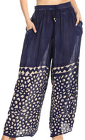 Sakkas Arin Women's Casual Maxi Palazzo Wide Leg Pants Elastic Waist & Pockets#color_P925-C5