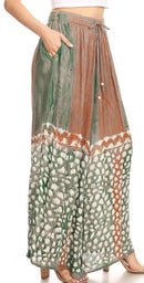 Sakkas Arin Women's Casual Maxi Palazzo Wide Leg Pants Elastic Waist & Pockets