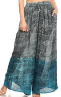 Sakkas Arin Women's Casual Maxi Palazzo Wide Leg Pants Elastic Waist & Pockets#color_C-1