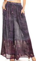 Sakkas Arin Women's Casual Maxi Palazzo Wide Leg Pants Elastic Waist & Pockets#color_C-2