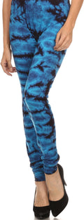 Sakkas Kuntah Long Elastic Waist Adjustable Tie Dye Washed Slim Skinny Pant #color_Blue
