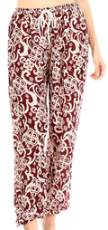 Sakkas Akilla Women's Loose Printed Yoga Elephant Pants Elastic Waist w/Pocket#color_Burgundy