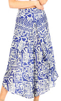 Sakkas Serilda Women's Loose Elephant Batik Boho Wide Leg Pants Elastic Waist#color_Blue