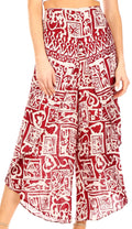 Sakkas Serilda Women's Loose Elephant Batik Boho Wide Leg Pants Elastic Waist#color_Burgundy