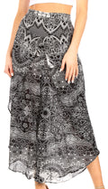 Sakkas Serilda Women's Loose Elephant Batik Boho Wide Leg Pants Elastic Waist#color_E-Black