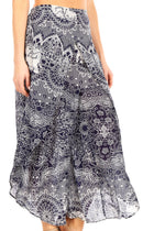 Sakkas Serilda Women's Loose Elephant Batik Boho Wide Leg Pants Elastic Waist