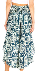 Sakkas Serilda Women's Loose Elephant Batik Boho Wide Leg Pants Elastic Waist