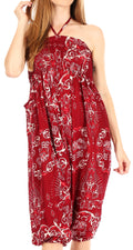 Sakkas Valdis Women's Boho Harem Loose Baggy Jumpsuit Pants Elephant Smock Elastic#color_Burgundy