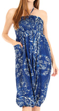 Sakkas Valdis Women's Boho Harem Loose Baggy Jumpsuit Pants Elephant Smock Elastic#color_Royalblue