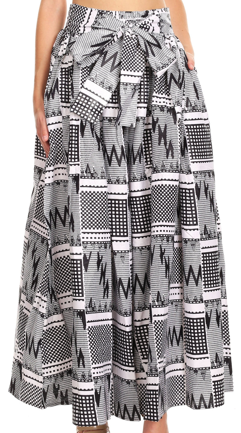 Sakkas Sora Women's Wide Leg Loose African Ankara Print Pants Casual Elastic Waist