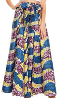 Sakkas Sora Women's Wide Leg Loose African Ankara Print Pants Casual Elastic Waist#color_405-Multi