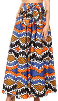 Sakkas Sora Women's Wide Leg Loose African Ankara Print Pants Casual Elastic Waist#color_406-Multi