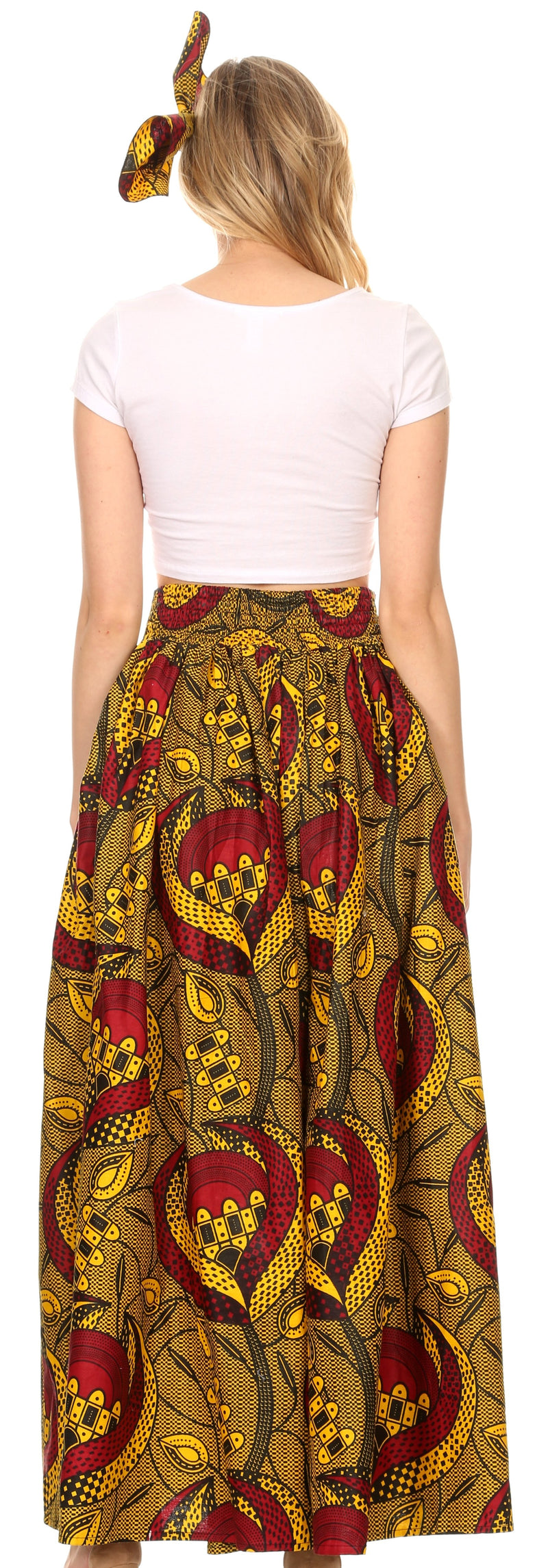 Sakkas Sora Women's Wide Leg Loose African Ankara Print Pants Casual Elastic Waist