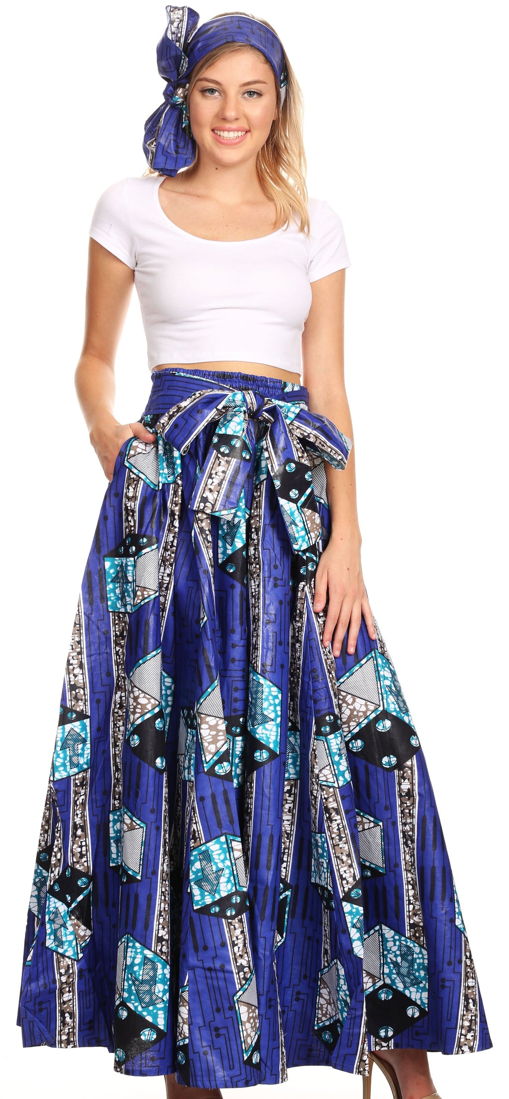 Sakkas Sora Women's Wide Leg Loose African Ankara Print Pants Casual E