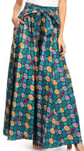 Sakkas Sora Women's Wide Leg Loose African Ankara Print Pants Casual Elastic Waist#color_409-Multi