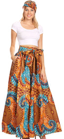 Sakkas Sora Women's Wide Leg Loose African Ankara Print Pants Casual Elastic Waist