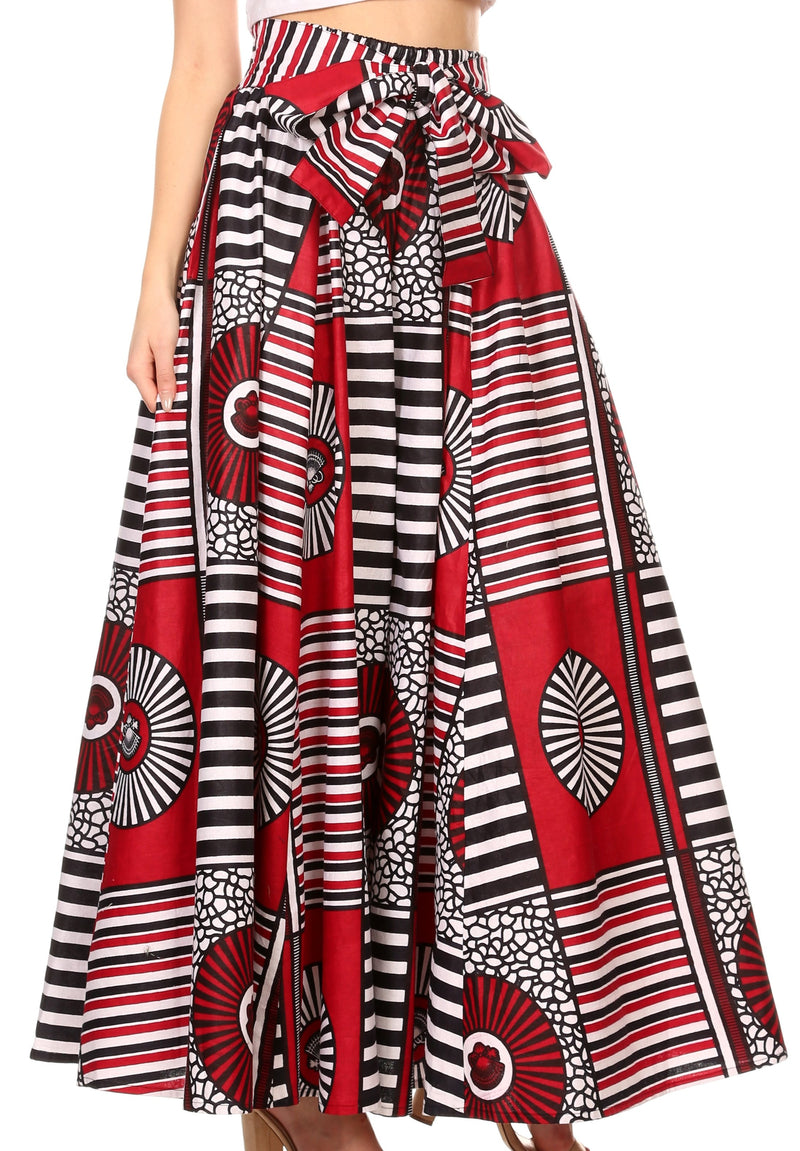Sakkas Sora Women's Wide Leg Loose African Ankara Print Pants Casual Elastic Waist