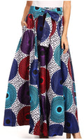 Sakkas Sora Women's Wide Leg Loose African Ankara Print Pants Casual Elastic Waist#color_413-Multi