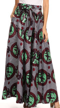 Sakkas Sora Women's Wide Leg Loose African Ankara Print Pants Casual Elastic Waist#color_414-Multi