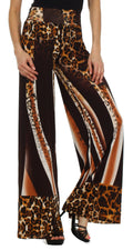 Sakkas Patterned High Waist Wide Leg Palazzo Pant#color_Leopard Stripe