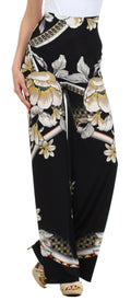 Sakkas Patterned High Waist Wide Leg Palazzo Pant#color_Floral Jewel